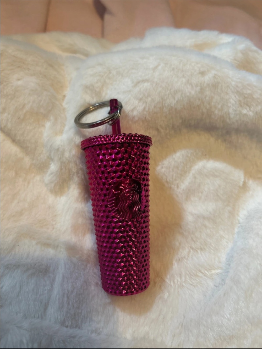 Starbucks Metallic Fuchsia Studded Tumbler Keychain